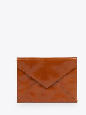 LA BAGAGERIE PARIS BROWN ENVELOPE CLUTCH SATCHEL PORTFOLIO BAG